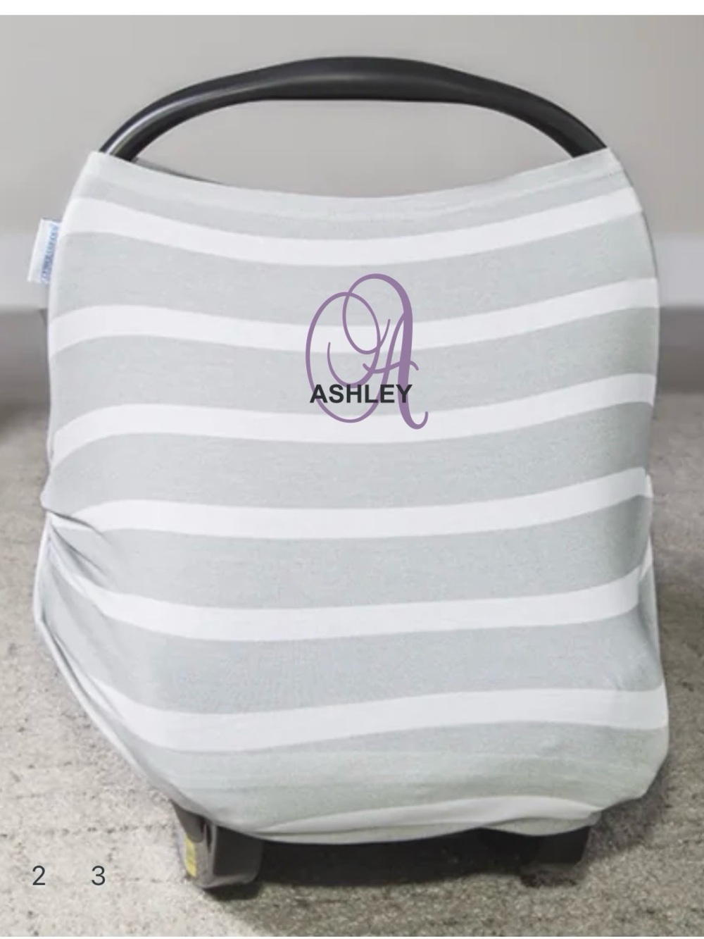 Canopy Couture Grey & White Stripe Infant Car Seat Cover (stock photo)
